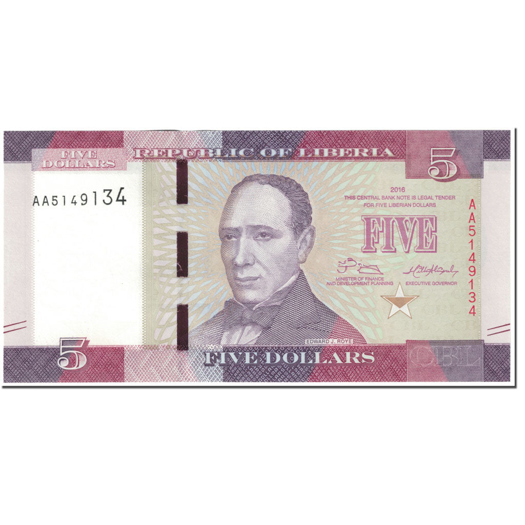 Banknote, Liberia, 5 Dollars, 2016, Undated (2016), KM:26d, UNC(65-70)