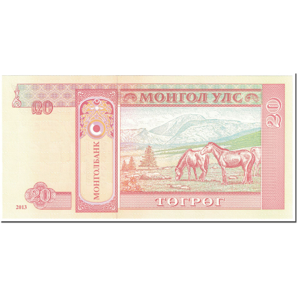 Billet, Mongolie, 20 Tugrik, 2013, Undated 2013, KM:63f, NEUF