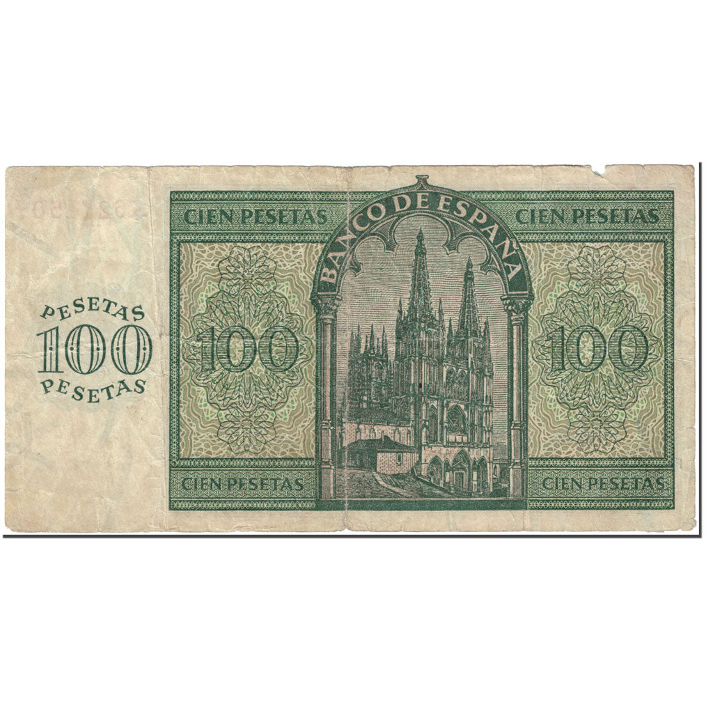 Banknote, Spain, 100 Pesetas, 1936, 1936-11-21, KM:101a, VG(8-10)