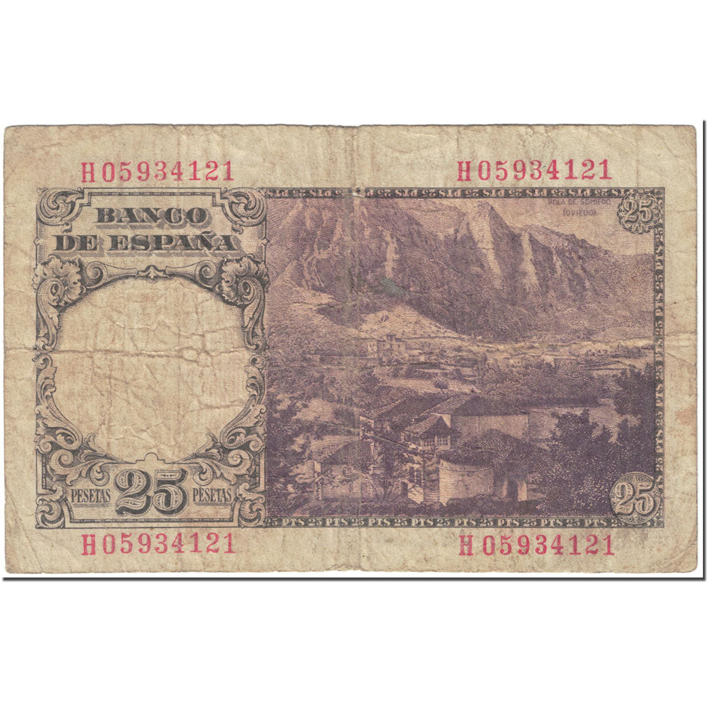 Banknote, Spain, 25 Pesetas, 1946, 1946-02-19, KM:130a, VG(8-10)