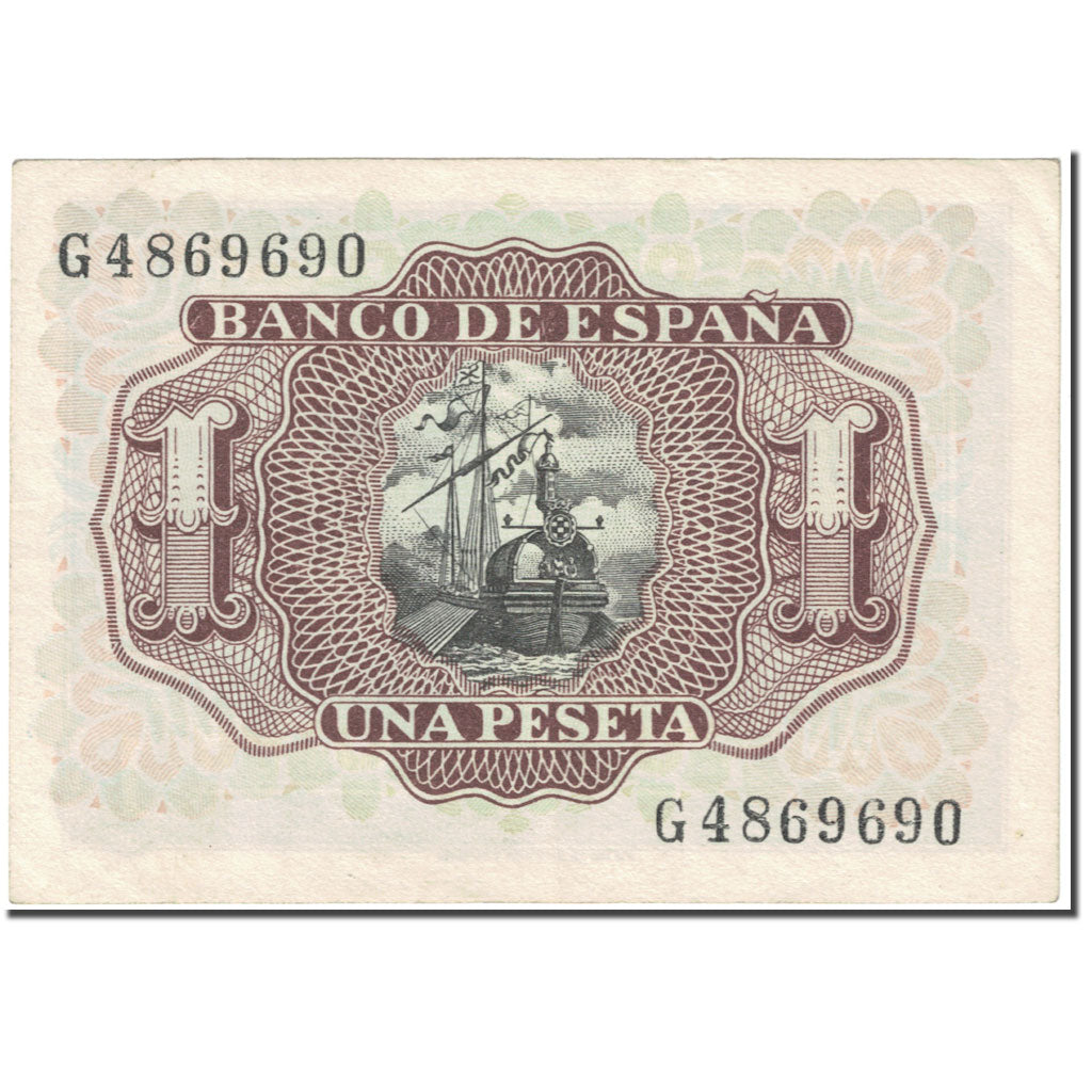 Banknote, Spain, 1 Peseta, 1953, 1953-07-22, KM:144a, AU(50-53)