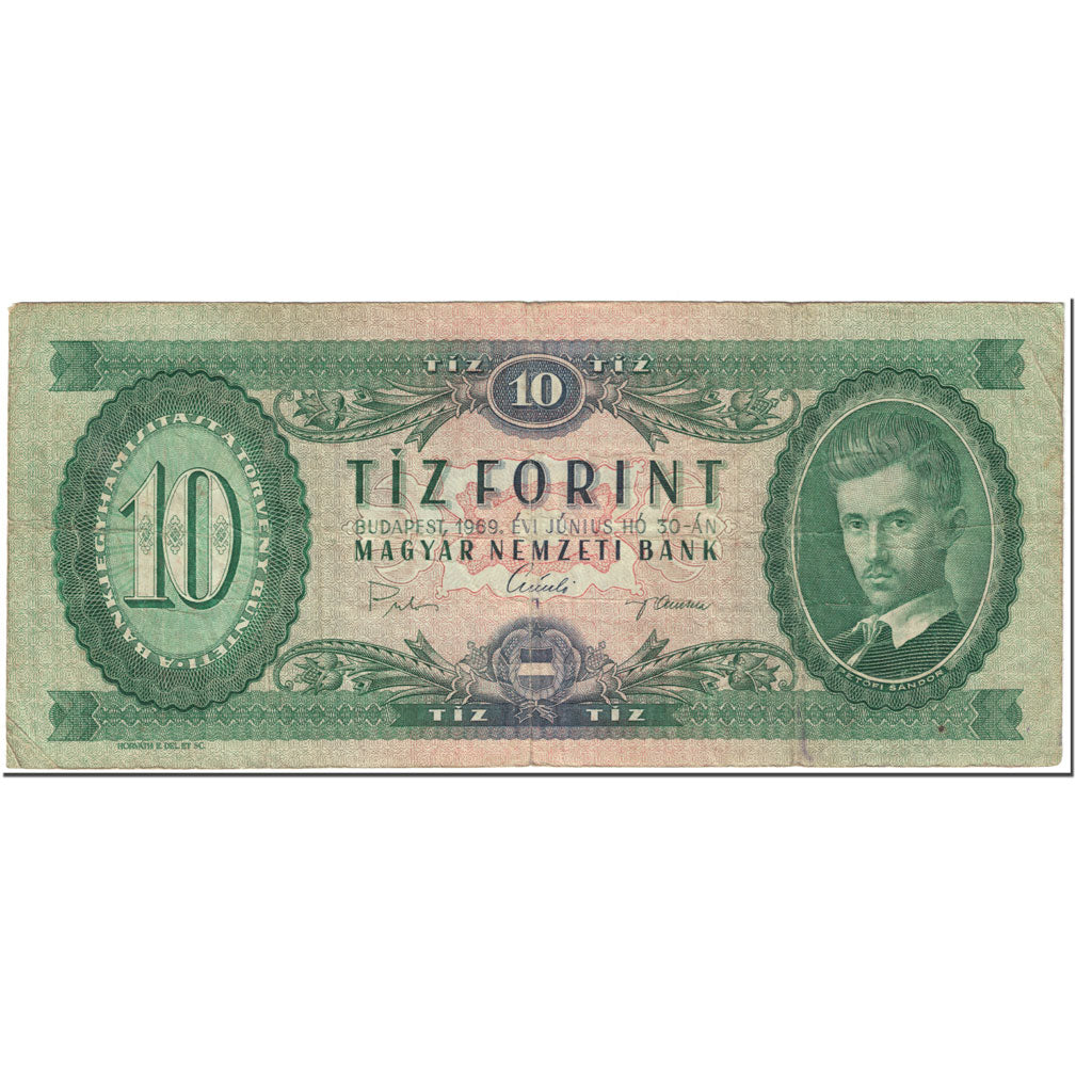 Banknote, Hungary, 10 Forint, 1969, 1969-06-30, KM:168d, VF(20-25)