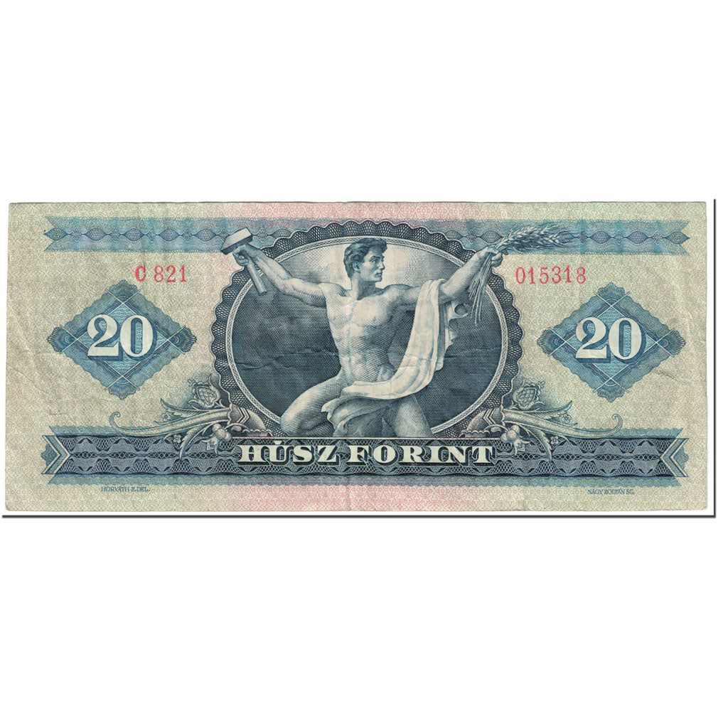 Banknote, Hungary, 20 Forint, 1969, 1969-06-30, KM:169e, VF(20-25)