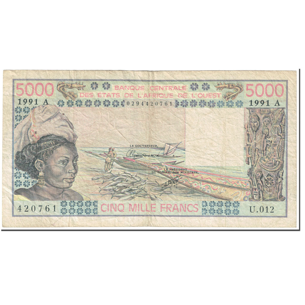 Banknote, West African States, 5000 Francs, 1991, Undated (1991), KM:108Ar