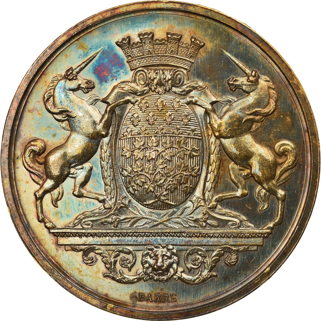 France, Médaille, Cours Communal de Botanique, Amiens, 1883, Barre, SPL, Argent