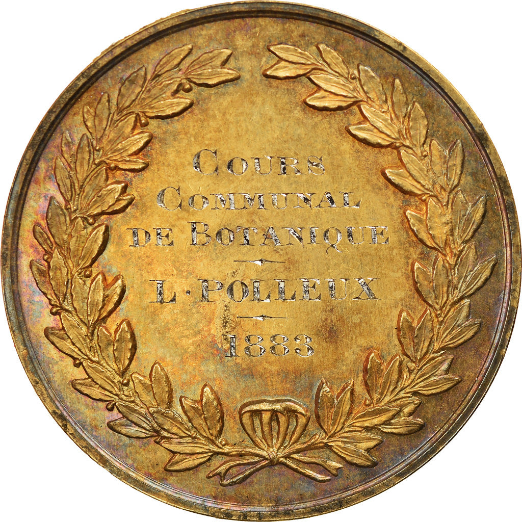 France, Médaille, Cours Communal de Botanique, Amiens, 1883, Barre, SPL, Argent