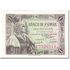 Banknote, Spain, 1 Peseta, 1945, Undated (1945), KM:128a, UNC(65-70)