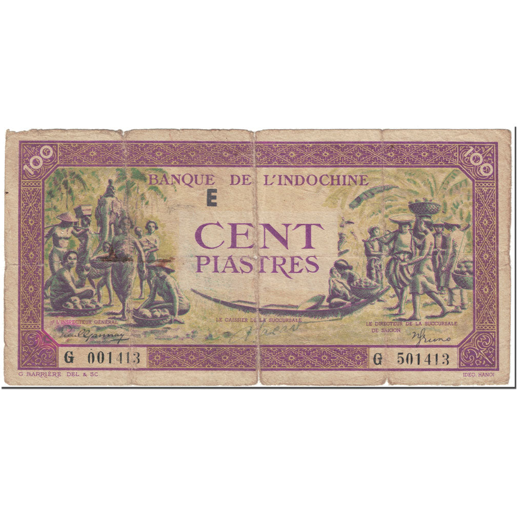 Billet, FRENCH INDO-CHINA, 100 Piastres, 1944, 1944, KM:67, B