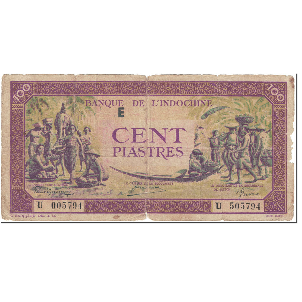 Billet, FRENCH INDO-CHINA, 100 Piastres, 1944, 1944, KM:67, B