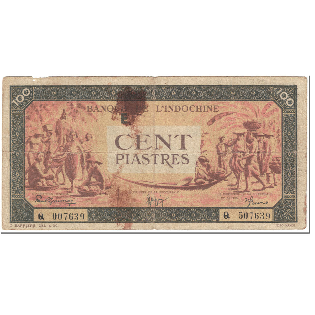 Banknote, FRENCH INDO-CHINA, 100 Piastres, 1942-1945, Undated (1942-1945)