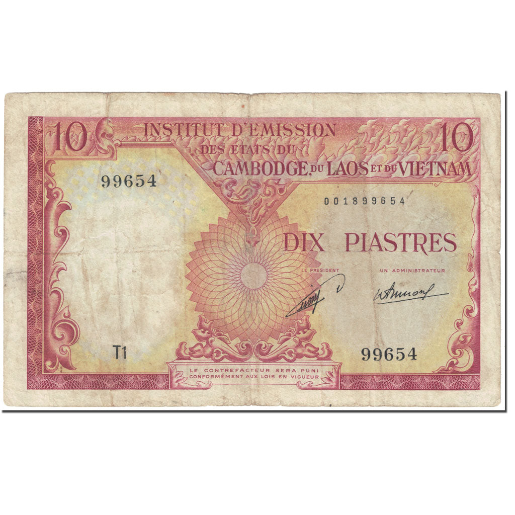 Banknote, FRENCH INDO-CHINA, 10 Piastres = 10 Dong, 1953, Undated (1953)