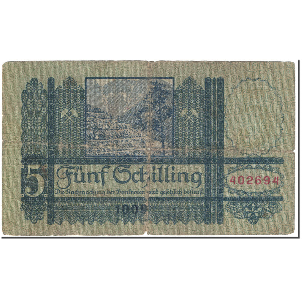 Banknote, Austria, 5 Schilling, 1927, 1927-07-01, KM:93, VF(20-25)
