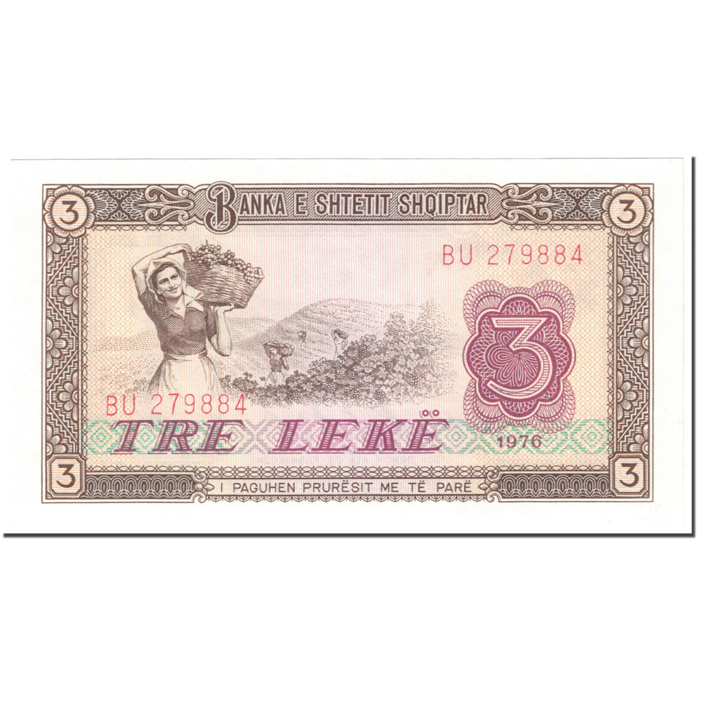 Banknote, Albania, 3 Lekë, 1976, Undated (1976), KM:41a, UNC(65-70)