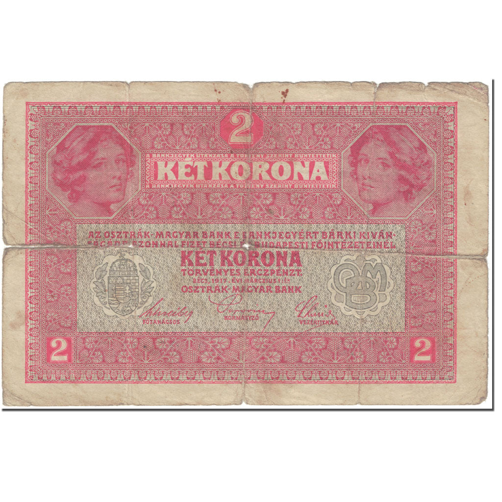 Banknote, Hungary, 2 Korona, 1917, 1917-03-01, KM:11a, AG(1-3)