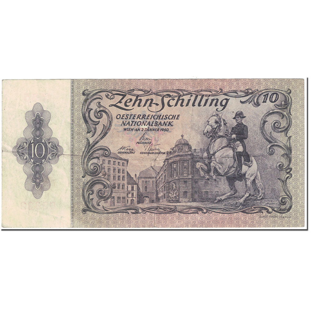 Banknote, Austria, 10 Schilling, 1950, 1950-01-02, KM:128, VF(20-25)