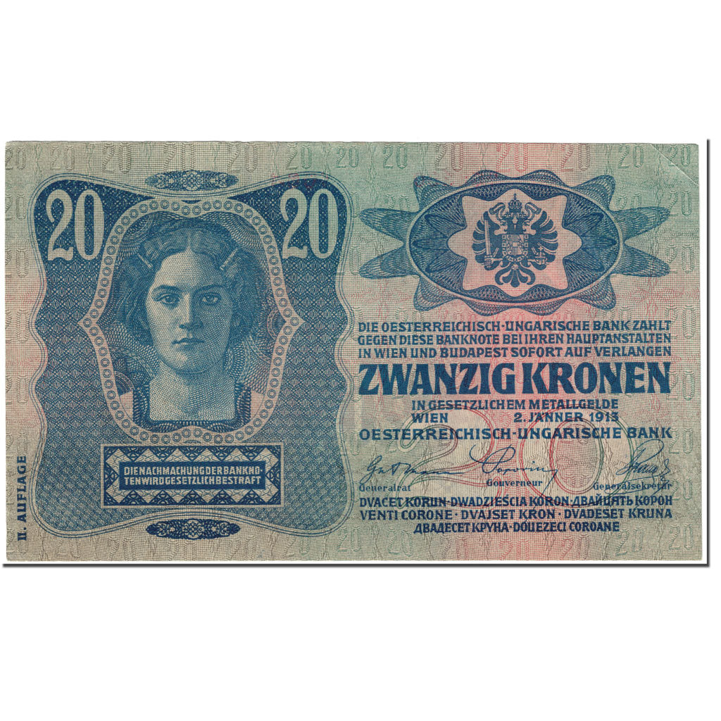Banknote, Austria, 20 Kronen, 1913, 1913-01-02, KM:14, AU(55-58)