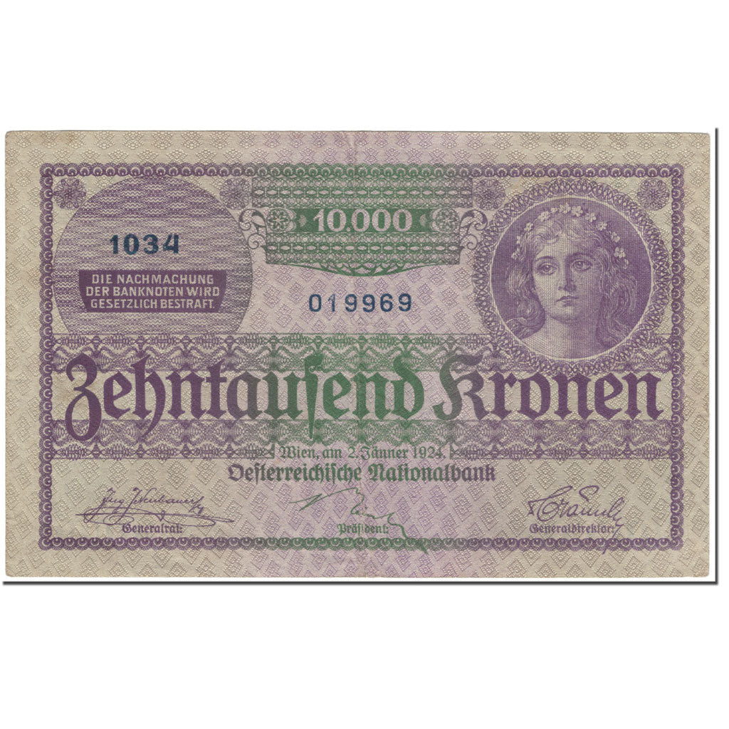 Banknote, Austria, 10,000 Kronen, 1924, 1924-01-02, KM:85, EF(40-45)