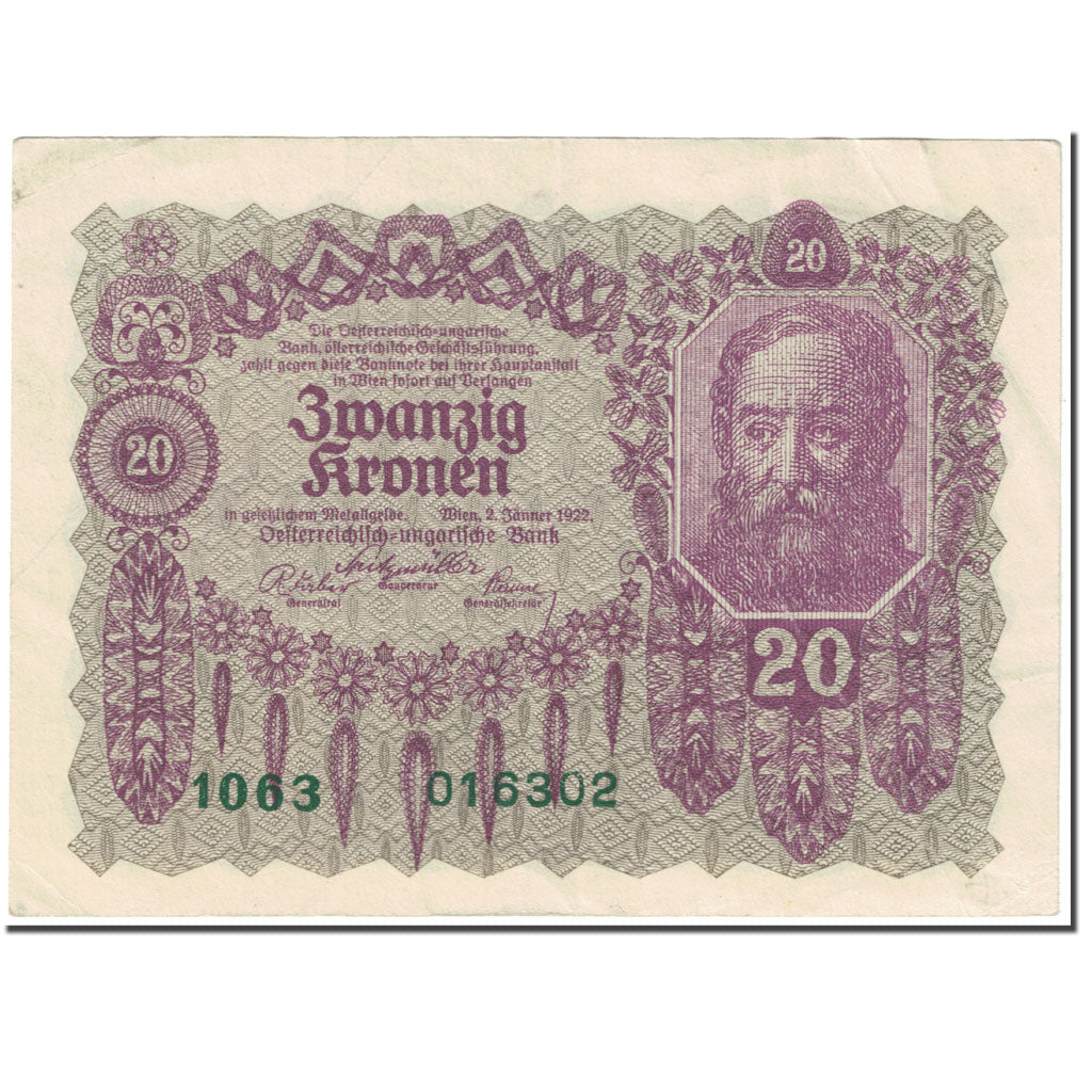 Banconote, Austria, 20 Kronen, 1922, 1922-01-02, KM:76, BB