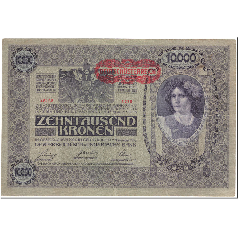 Banknote, Austria, 10,000 Kronen, 1919, Undated (1919), KM:65, EF(40-45)