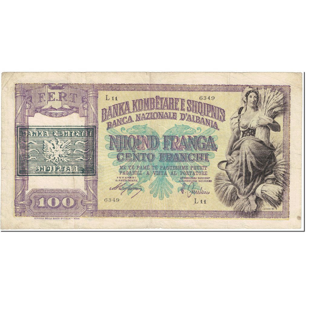 Billete, 100 Franga, 1945, Albania, Undated (1945), KM:14, MBC