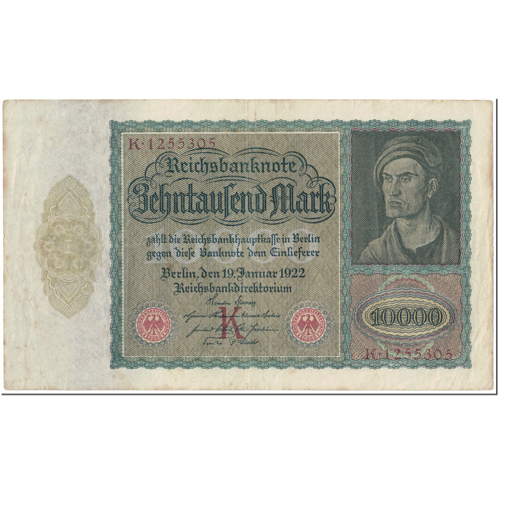 Banknote, Germany, 10,000 Mark, 1922, 1922-01-19, KM:70, EF(40-45)