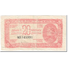 Banknote, Yugoslavia, 20 Dinara, 1944, Undated (1944), KM:51a, VG(8-10)