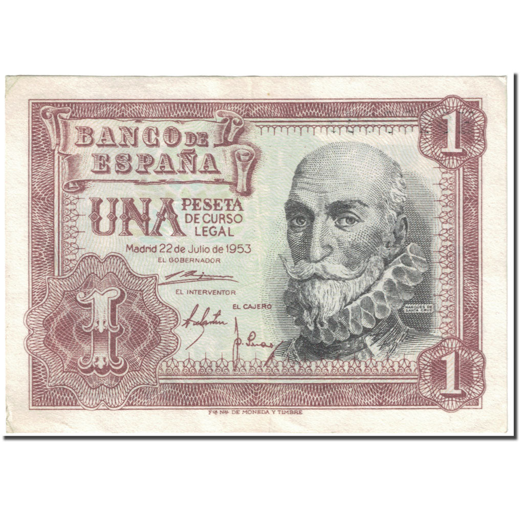Billet, Espagne, 1 Peseta, 1953, 1953-07-22, KM:144a, TTB