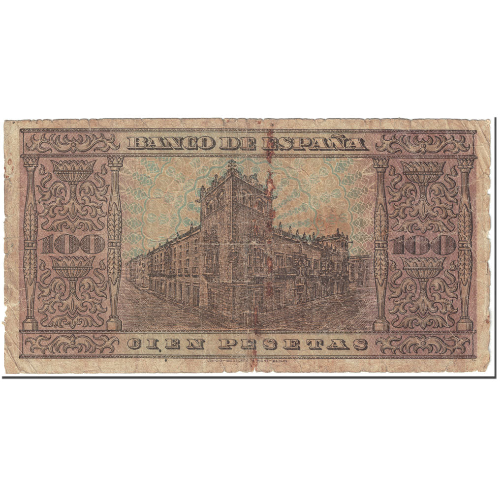 Banknote, Spain, 100 Pesetas, 1938, 1938-05-20, KM:113a, VG(8-10)