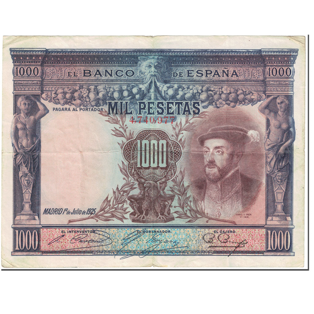 Banknote, Spain, 1000 Pesetas, 1936, OLD DATE 1925-07-01, KM:70c, VF(20-25)