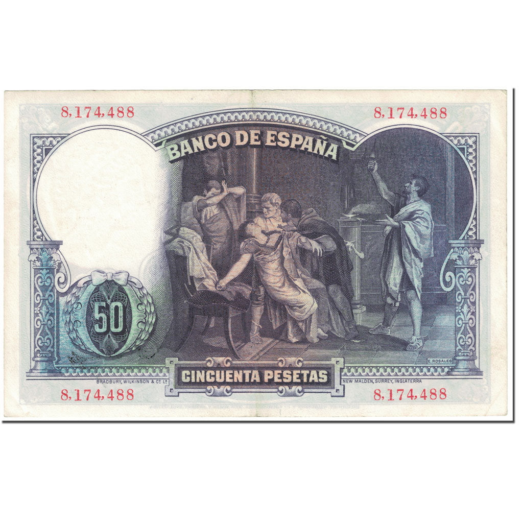 Banknote, Spain, 50 Pesetas, 1931, 1931-04-25, KM:82, AU(55-58)