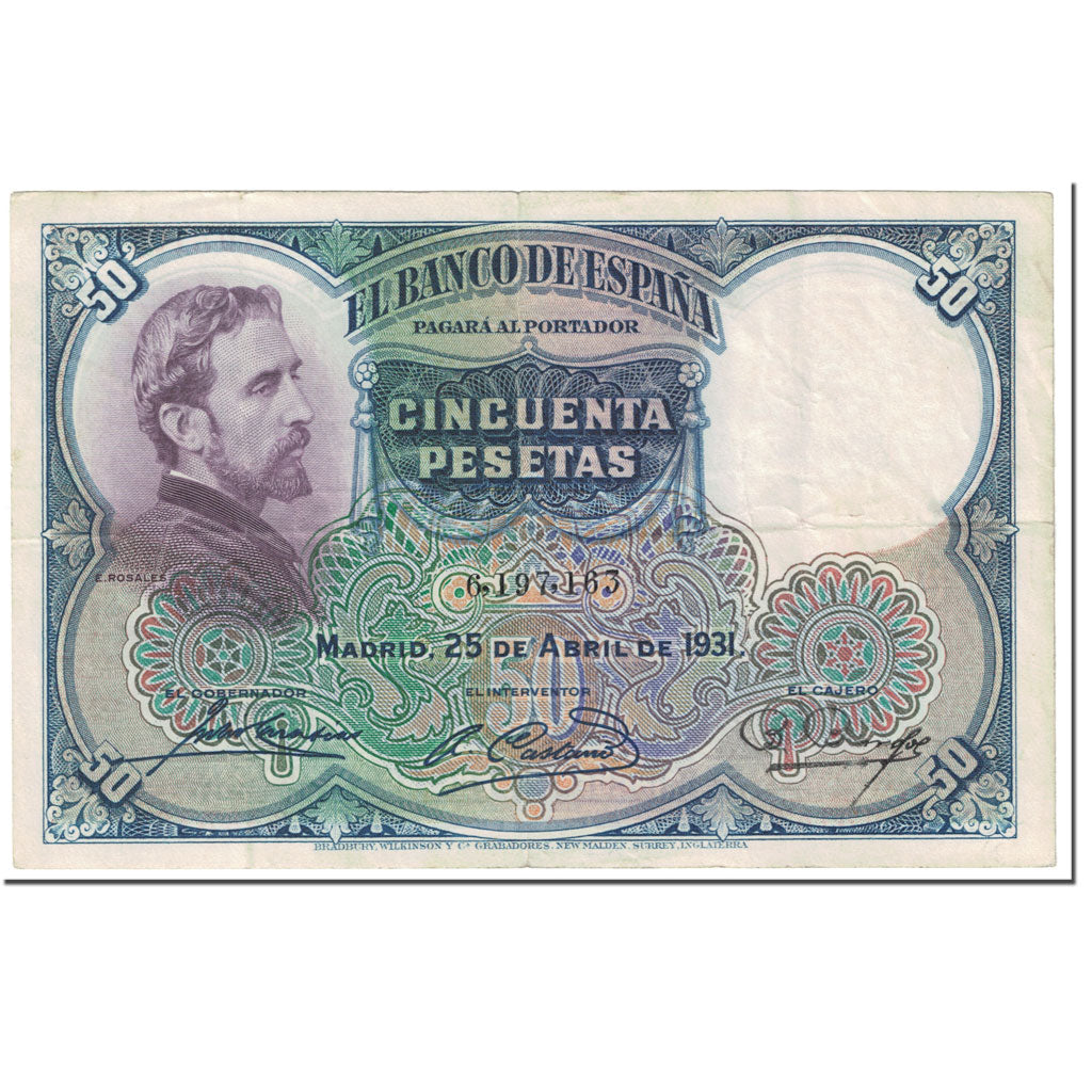 Geldschein, Spanien, 50 Pesetas, 1931, 1931-04-25, KM:82, SS