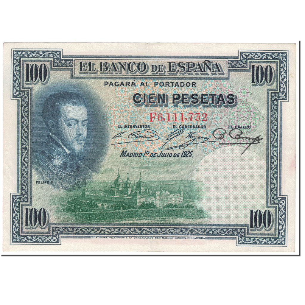 Banknote, Spain, 100 Pesetas, 1936, OLD DATE 1925-07-01, KM:69c, EF(40-45)