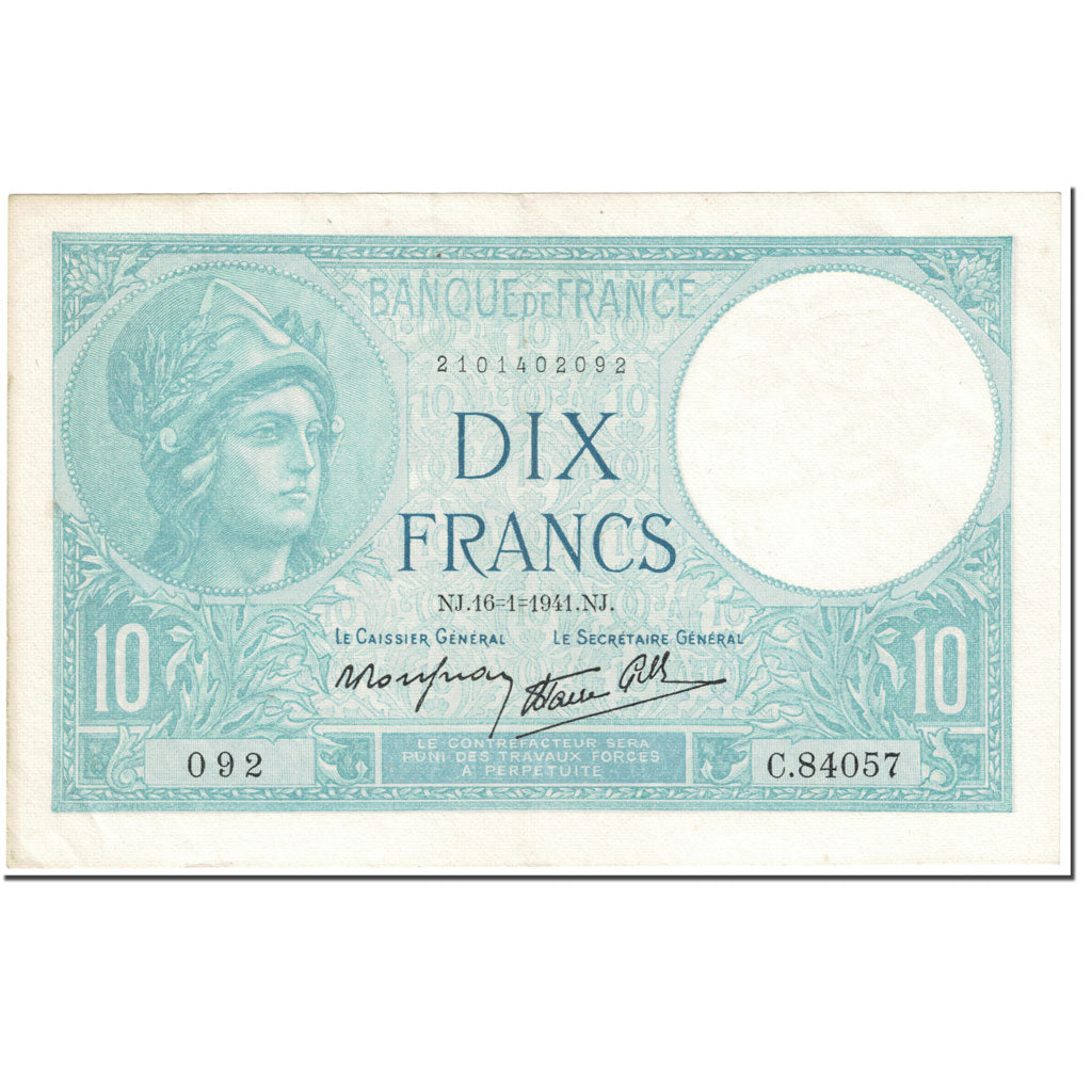 Frankreich, 10 Francs, 10 F 1916-1942 ''Minerve'', 1941, 1941-01-16, SS+