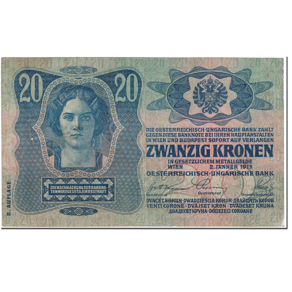 Banknote, Austria, 20 Kronen, 1913, 1913-01-02, KM:14, EF(40-45)