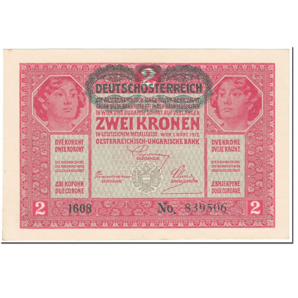 Billete, 2 Kronen, 1919, Austria, Old date 1917.03.01, KM:50, EBC
