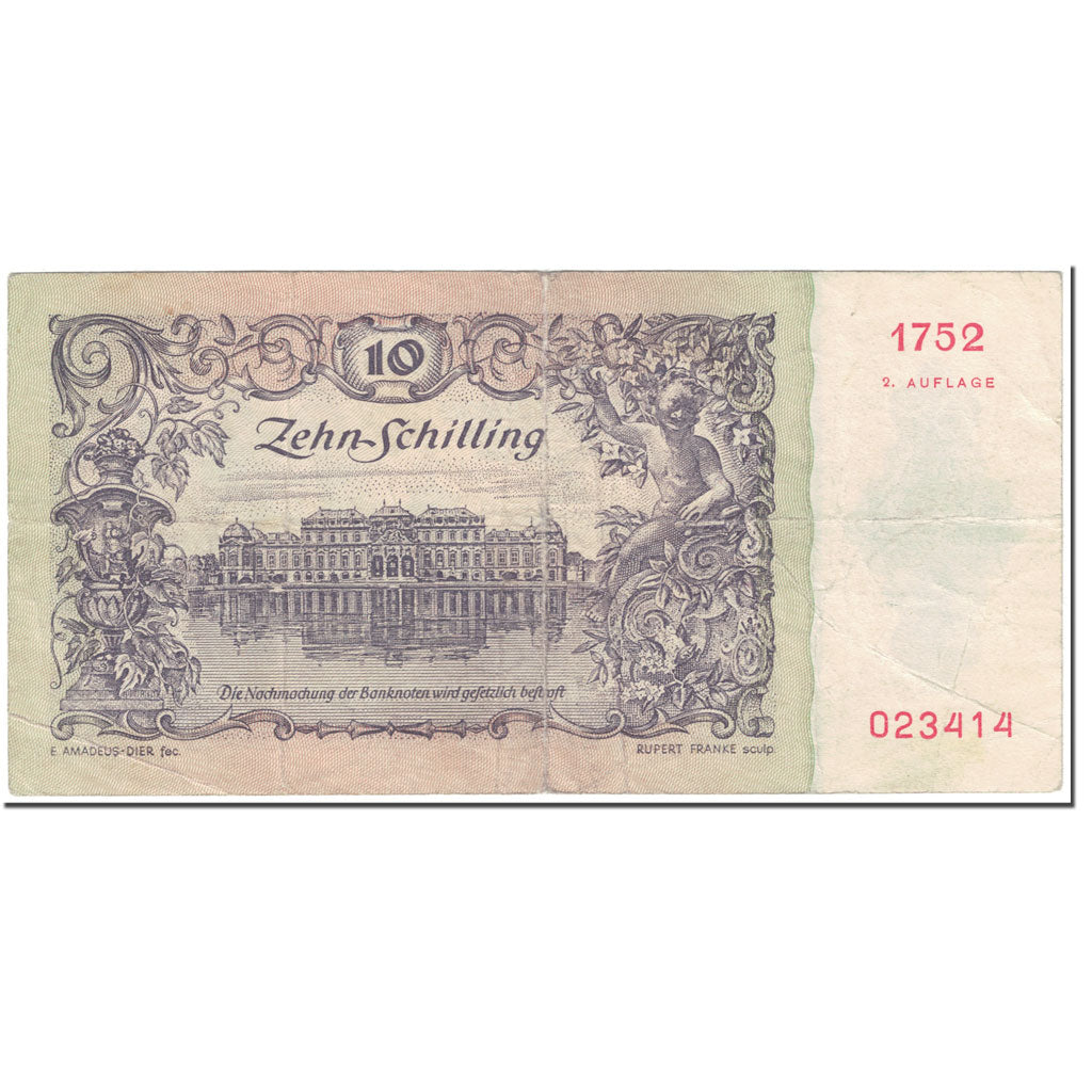 Banknote, Austria, 10 Schilling, 1950, 1950-01-02, KM:128, VF(20-25)