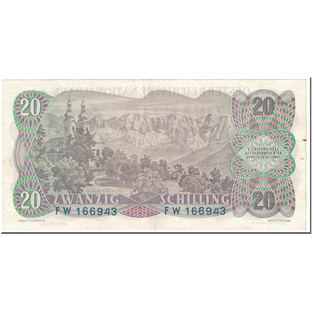 Banknote, Austria, 20 Schilling, 1956, 1967-07-02, KM:136a, AU(55-58)