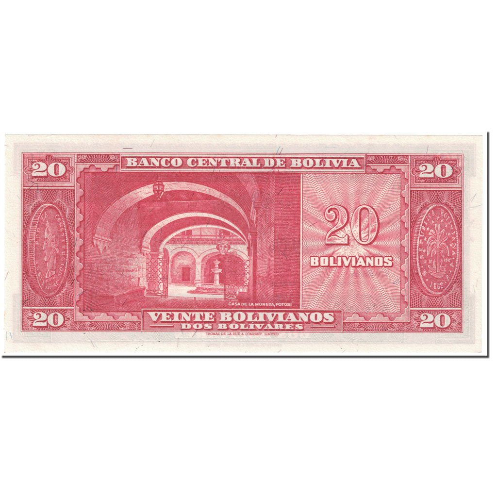 Banknote, Bolivia, 20 Bolivianos, 1945, 1945-12-20, KM:140a, UNC(65-70)