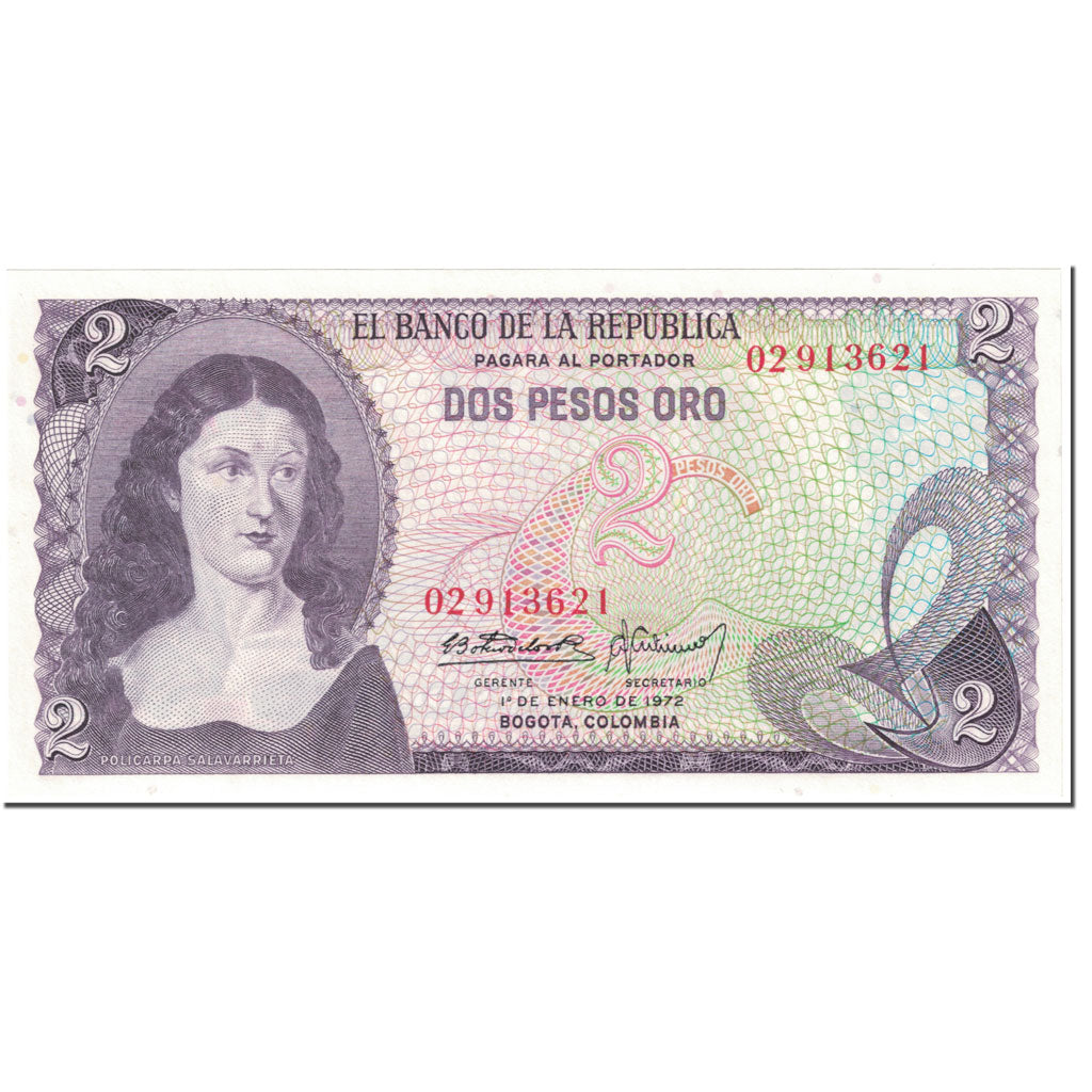Banknote, Colombia, 2 Pesos Oro, 1972, 1972-01-01, KM:413a, UNC(65-70)