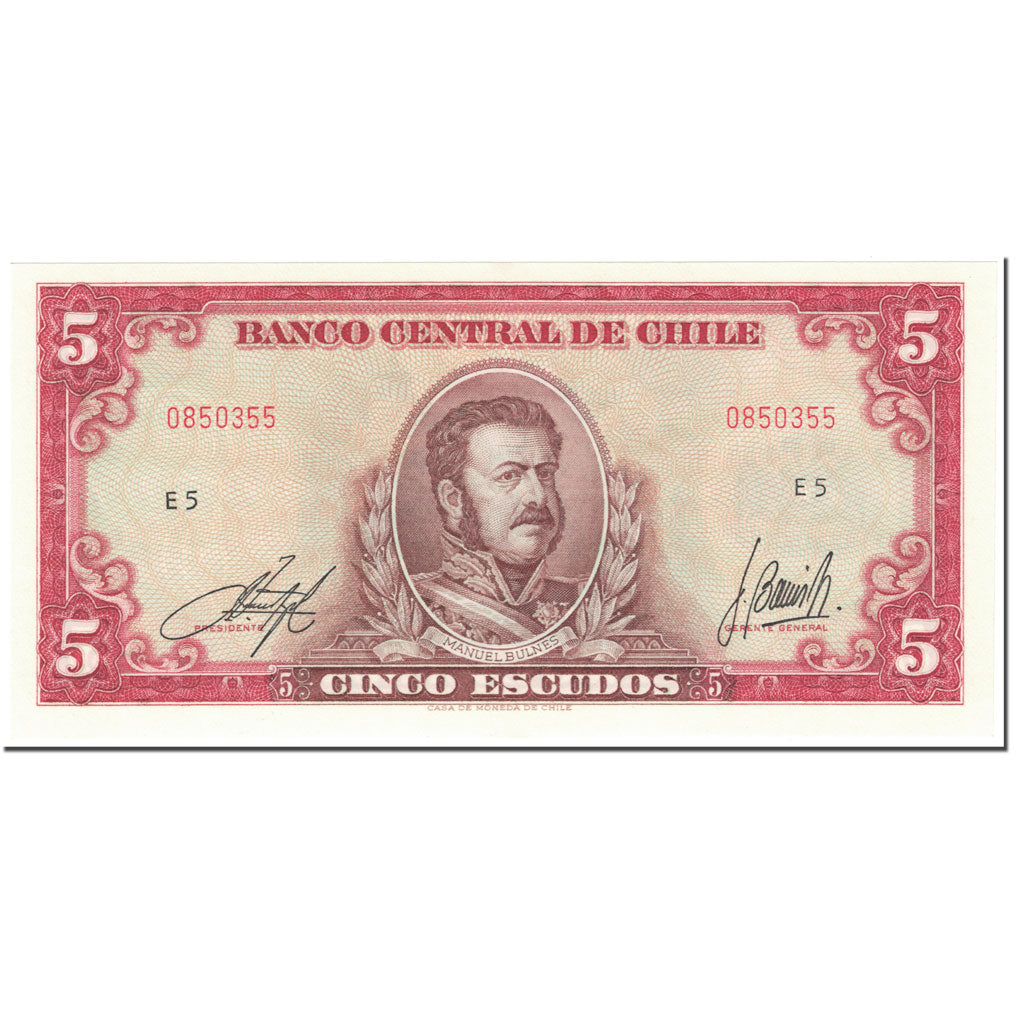 Banknote, Chile, 5 Escudos, 1964, Undated (1964), KM:138, UNC(65-70)