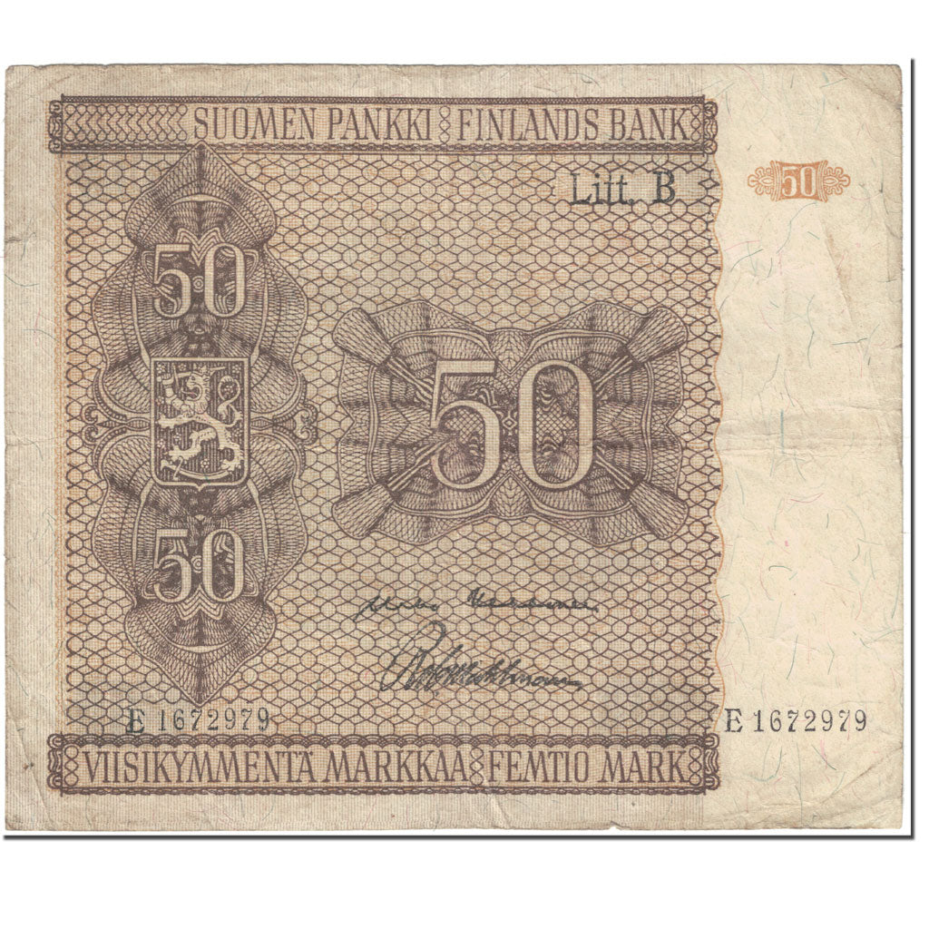 Banknote, Finland, 50 Markkaa, 1945, Undated (1945), KM:87, VF(20-25)