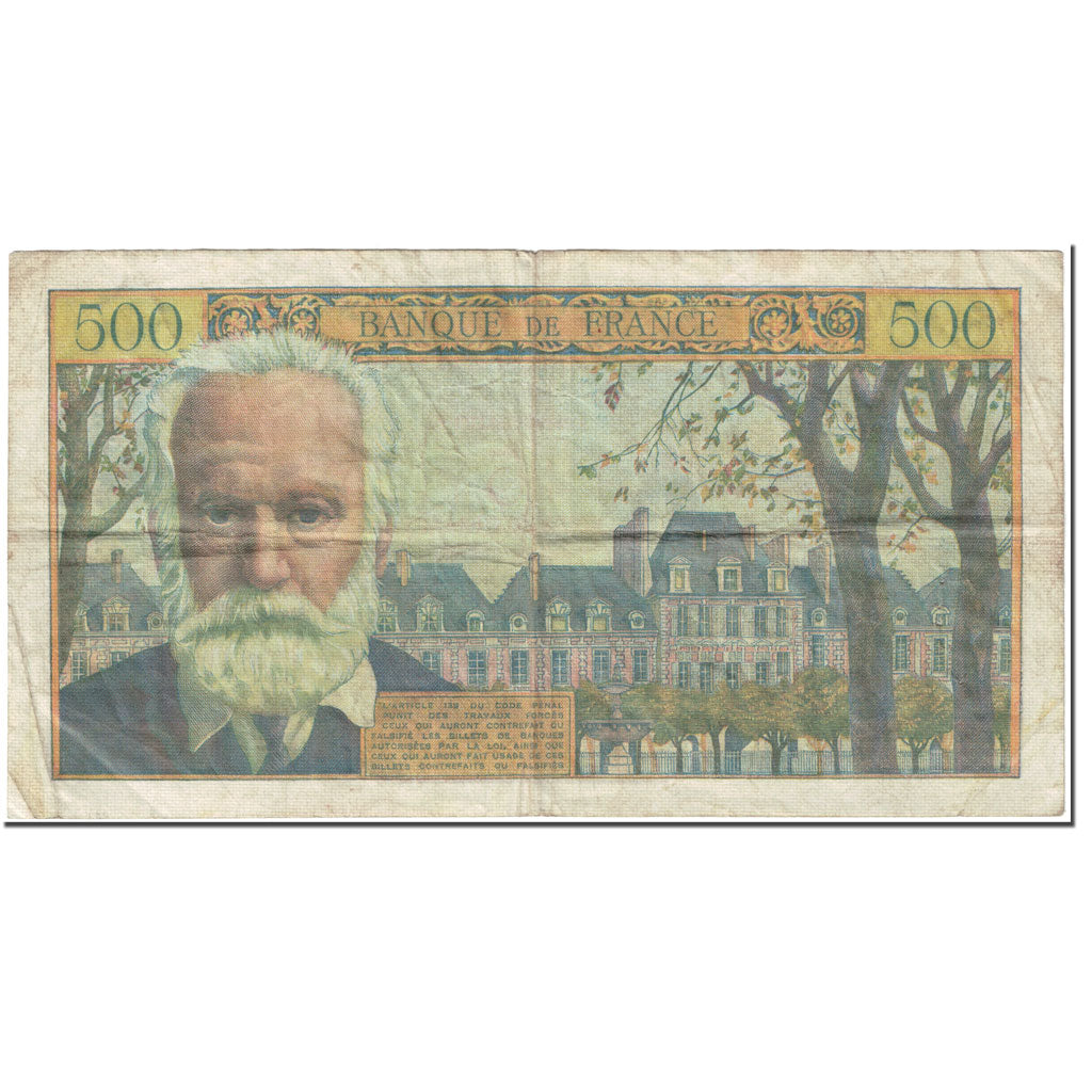 Frankrijk, 5 Nouveaux Francs on 500 Francs, 1955-1959 Overprinted with