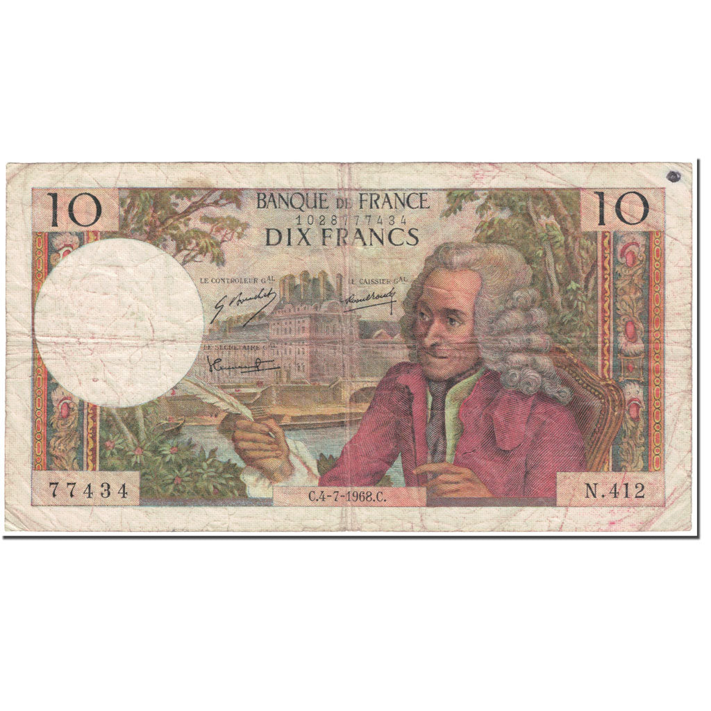 Frankrijk, 10 Francs, 10 F 1963-1973 ''Voltaire'', 1968, 1968-07-04, B
