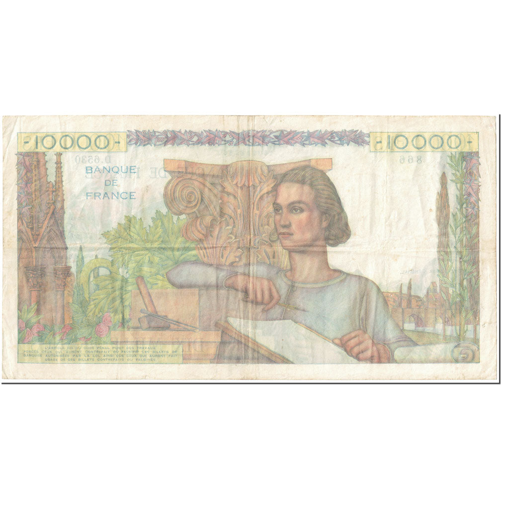 France, 10,000 Francs, 10 000 F 1945-1956 ''Génie Français'', 1954