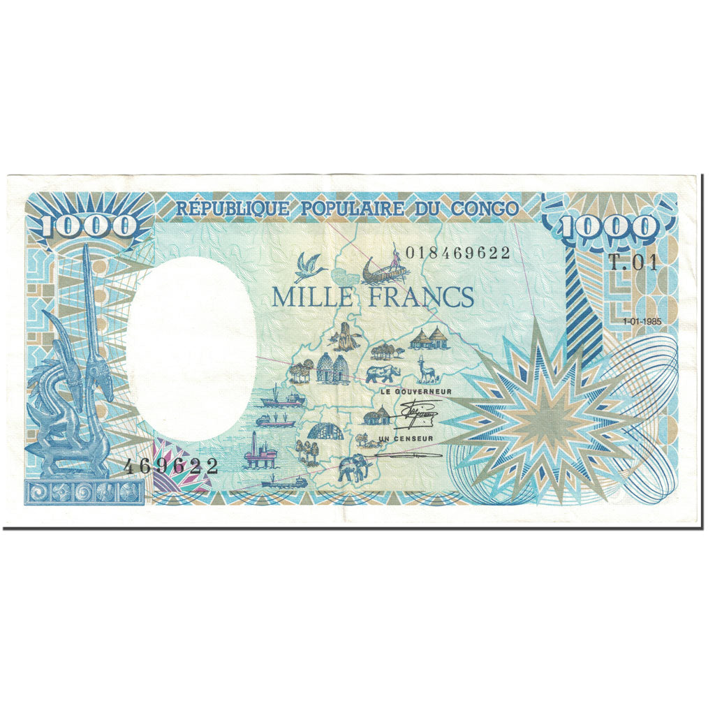 Banknote, Congo Republic, 1000 Francs, 1985, 1985-01-01, KM:9, EF(40-45)