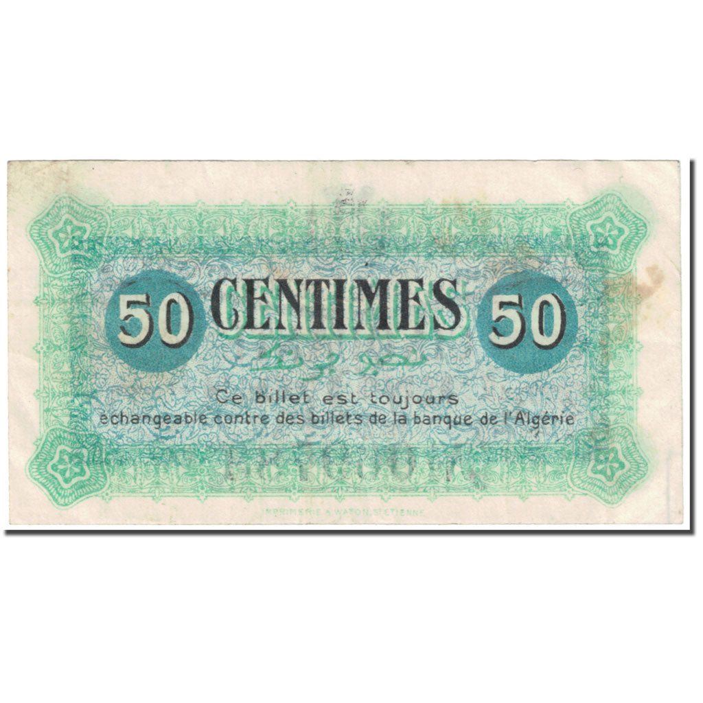 Banknote, Algeria, 50 Centimes, Constantine,1915, 1915-05-01, EF(40-45)