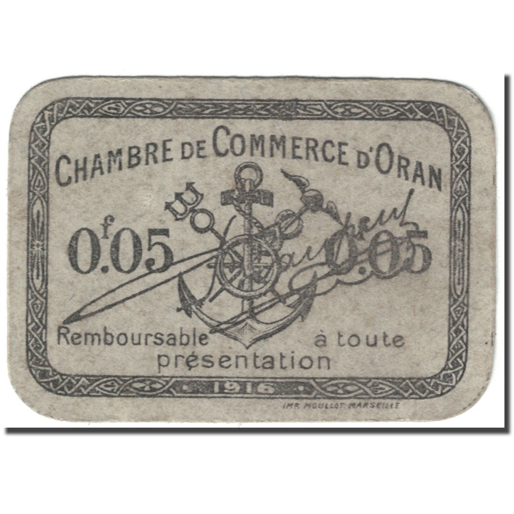 Banknote, Algeria, 5 Centimes, 1916, Oran, Undated (1916), UNC(65-70)