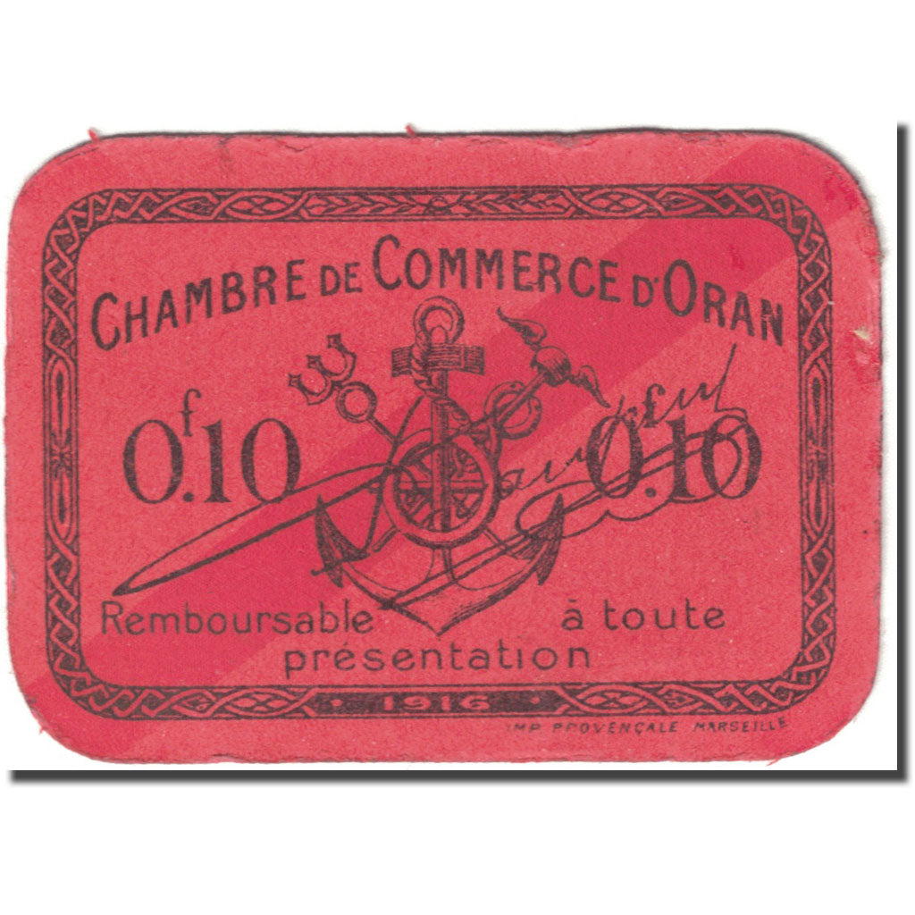 Banknote, Algeria, 10 Centimes, Oran, 1916, Undated (1916), EF(40-45)