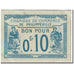 Banknote, Algeria, 10 Centimes, Philippeville, 1915, 1915-10-07, AU(55-58)
