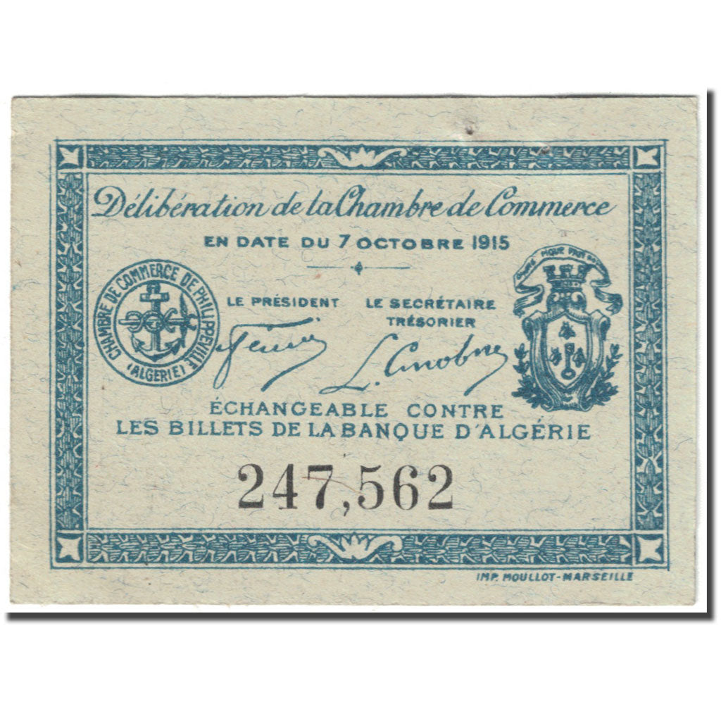 Banknote, Algeria, 10 Centimes, Philippeville, 1915, 1915-10-07, AU(55-58)
